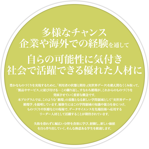 多様なチャンス 企業や海外での経験を通して自らの可能性に気付き社会で活躍できる優れた人材に